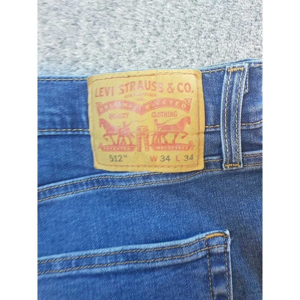 Levis Performance 511 Slim Fit Distressed Medium Wash Blue Jeans Mens 34x33